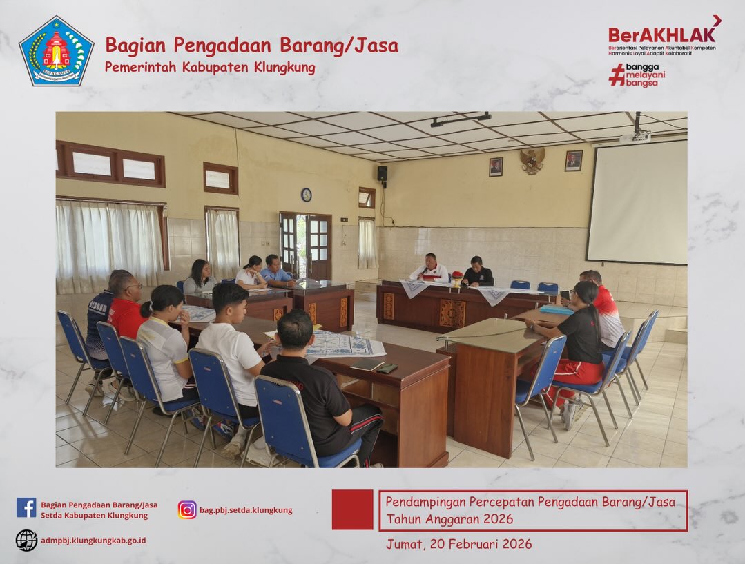 Pendampingan Percepatan Pengadaan Barang/Jasa Tahun Anggaran 2026 pada Dinas Perhubungan serta Dinas Koperasi, Usaha Kecil dan Menengah, Perindustrian dan Perdagangan