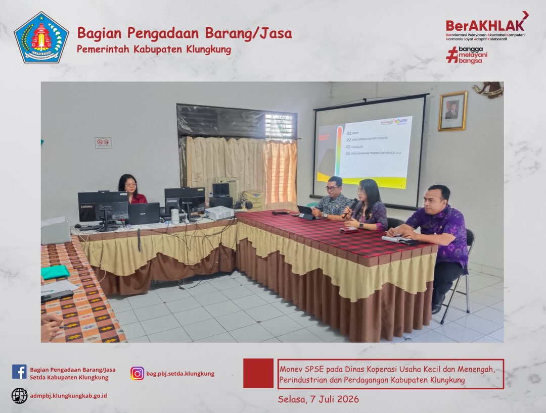 Monitoring Pelaksanaan SPSE dan Sistem Pendukungnya (E-Katalog Versi 6, E-Kontrak, Pencatatan Non Tender dan Pencatatan Swakelola) pada DKUKMPP