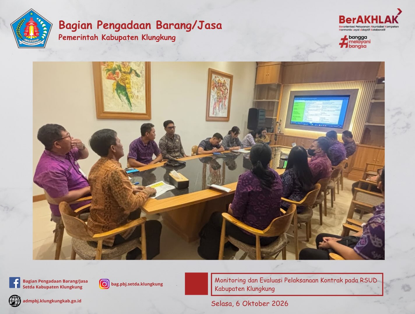 Monitoring dan Evaluasi Pelaksanaan Kontrak pada RSUD Kabupaten Klungkung